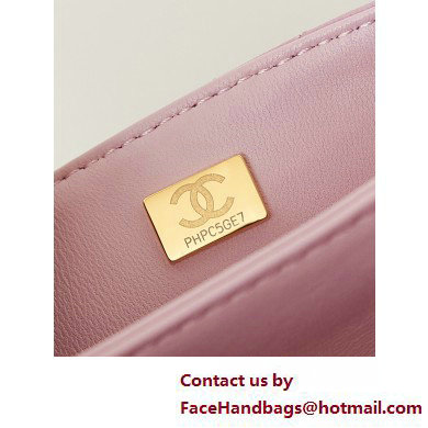 Chanel Grained Calfskin  &  Gold-Tone Metal Small Flap Bag with Top Handle Pink 2025